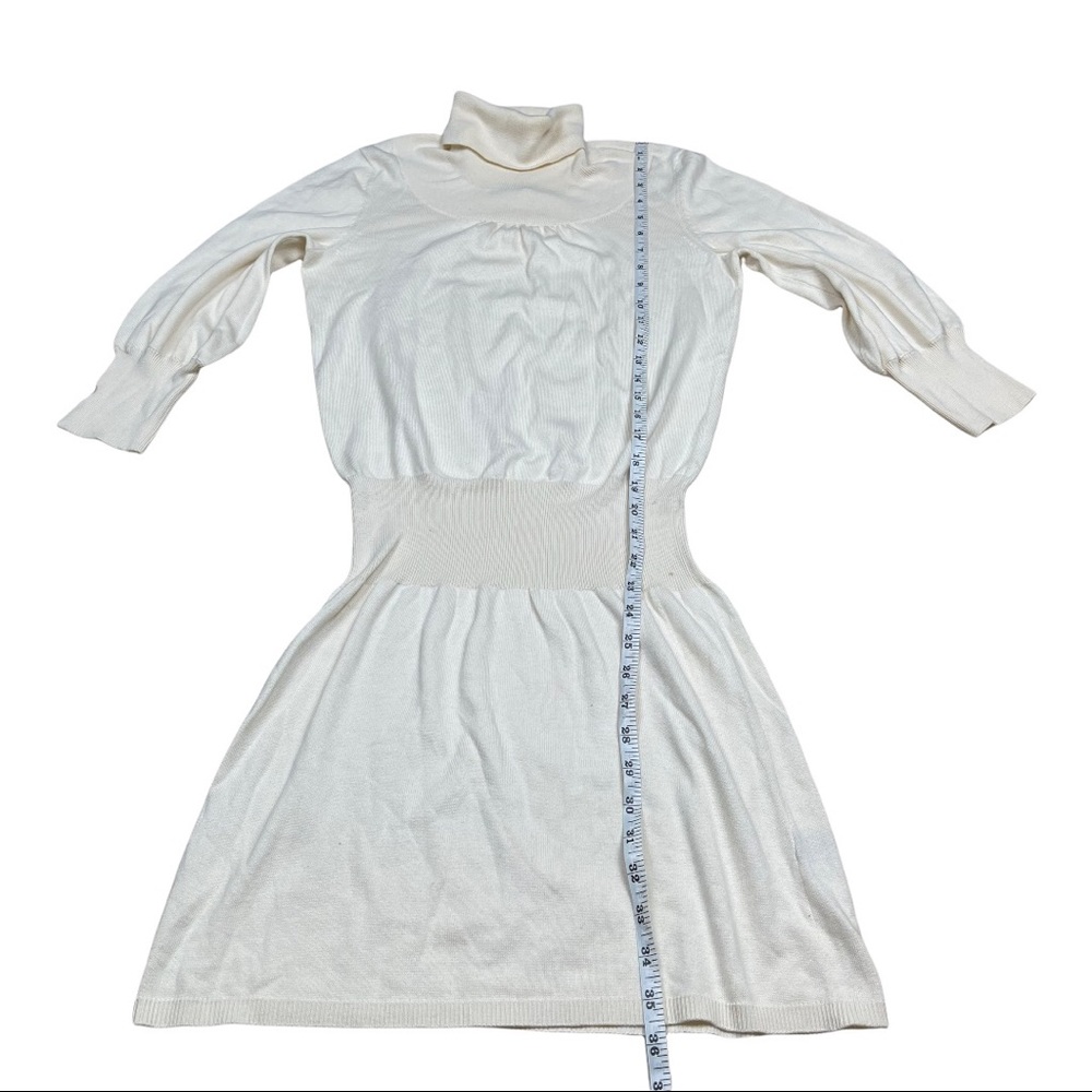 Peruvian Connection Pima Cotton Tencel Blend Cream Color Turtle Neck Dress XS - Picture 5 of 8